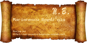 Marienescu Begónia névjegykártya